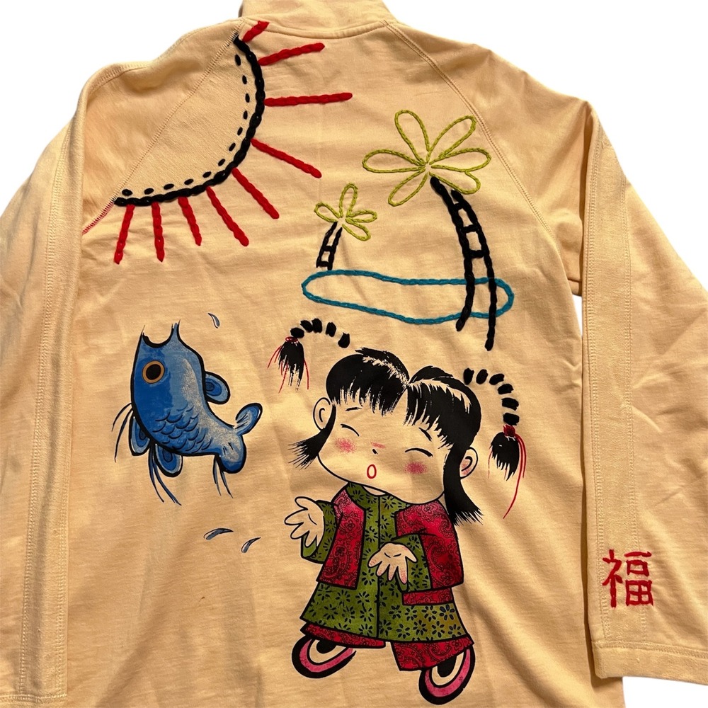 Spa by Chico's Embellished Jacket‎ Full Zip Graphic Cotton Blend Women's